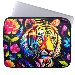 Tiger in einem Blumentraum Laptopschutzhülle