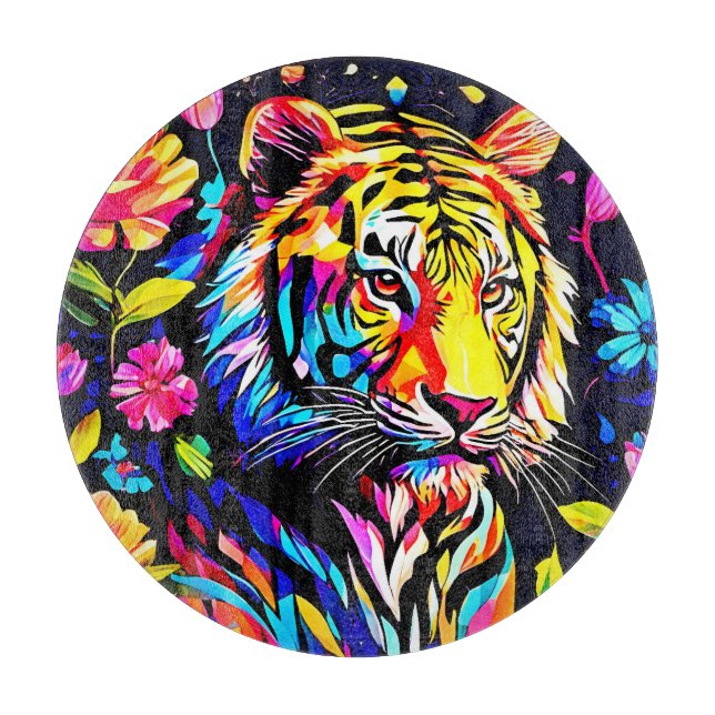 Tiger in einem Blumentraum Schneidebrett (Vorderseite)