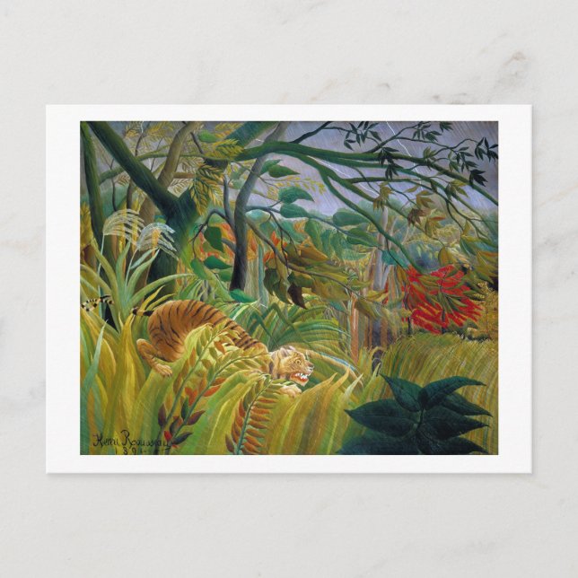Tiger in einem tropischen Sturm, Rousseau Postkarte (Vorderseite)