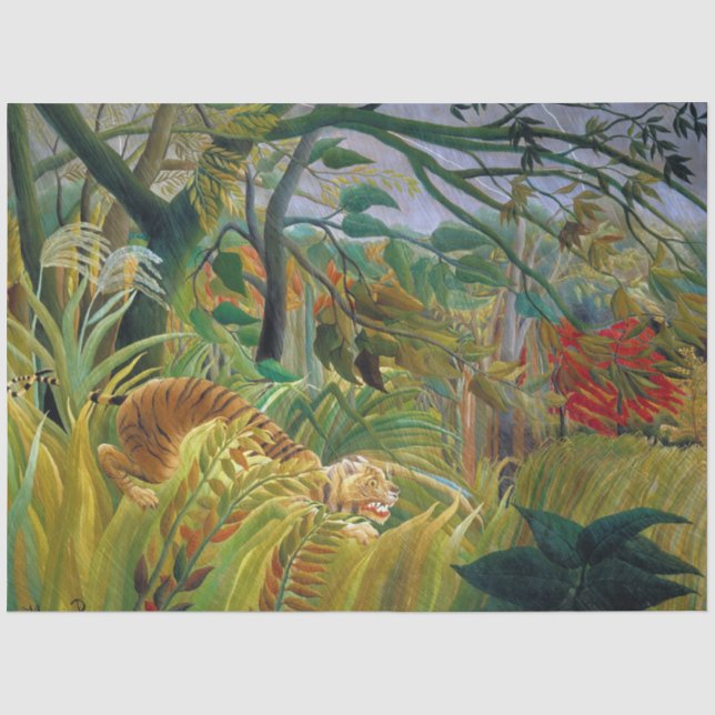 Tiger in einem tropischen Sturm, Rousseau Seidenpapier (Vorderseite)