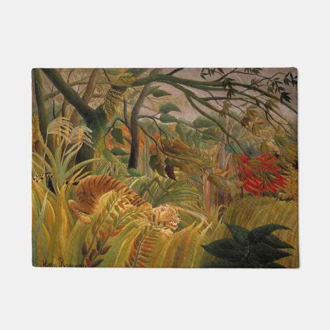 Tiger in einem tropischen Sturm von Henri Rousseau Fußmatte (Vorderseite)