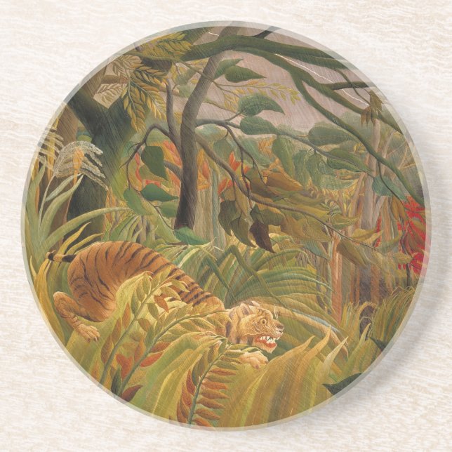 Tiger in einem tropischen Sturm von Henri Rousseau Getränkeuntersetzer (Vorne)