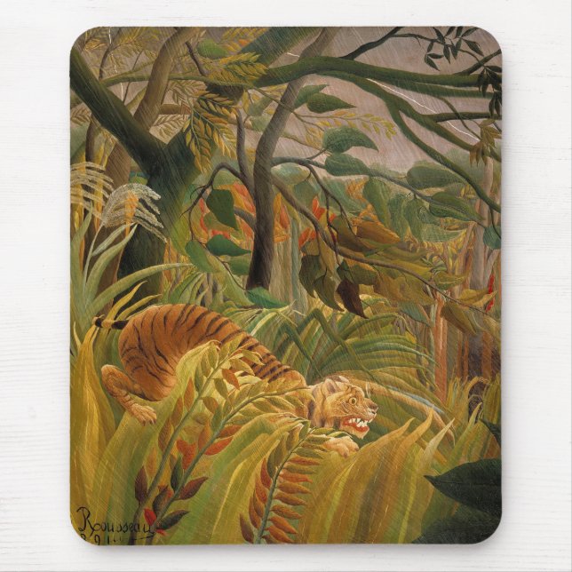 Tiger in einem tropischen Sturm von Henri Rousseau Mousepad (Vorne)