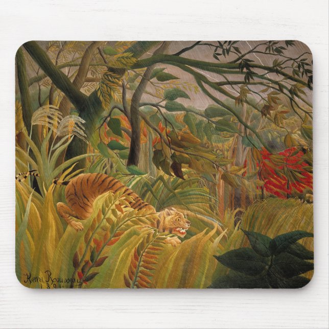 Tiger in einem tropischen Sturm von Henri Rousseau Mousepad (Vorne)