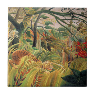 Tiger in einem tropischen Sturm von Rousseau Fliese