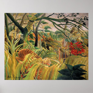 Tiger in einem tropischen Sturm von Rousseau Poster