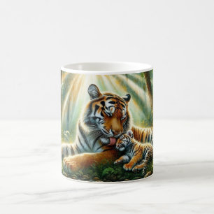 Tiger in einem üppigen Dschungel Wasserfarben Male Kaffeetasse