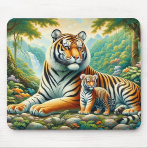 Tiger in einem üppigen Dschungelparadies Mousepad