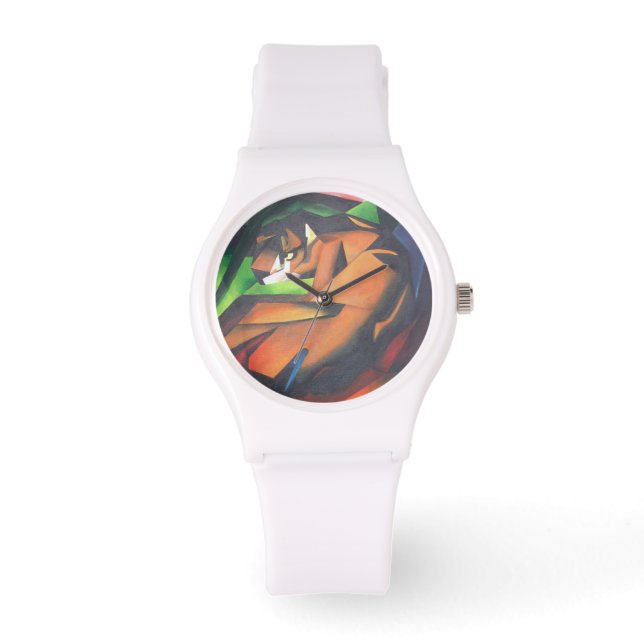 Tiger in geometrischer Art Stil Franz Marc Armbanduhr (Vorderseite)