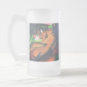 Tiger in geometrischer Art Stil Franz Marc Mattglas Bierglas