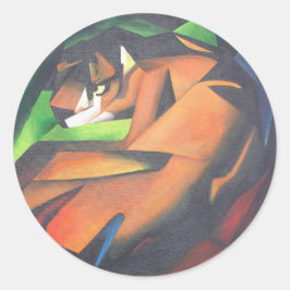 Tiger in geometrischer Art Stil Franz Marc Runder Aufkleber