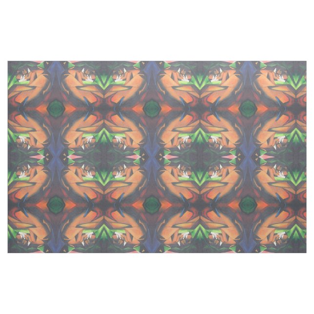 Tiger in geometrischer Art Stil Franz Marc Stoff (Fat Quarter (45,7 x 55,9 cm))
