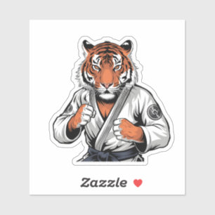 Tiger in Jiu-Jitsu Outfit Martial Arts Animal Aufkleber
