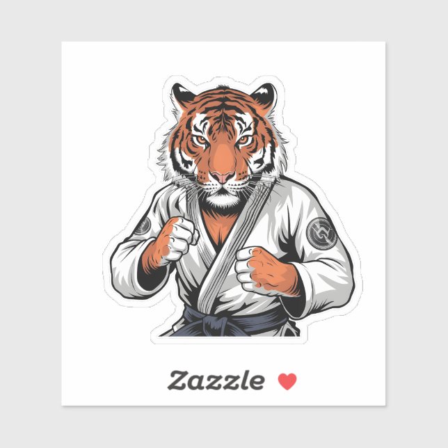 Tiger in Jiu-Jitsu Outfit Martial Arts Animal Aufkleber (Blatt)