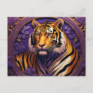 Tiger in lila postkarte