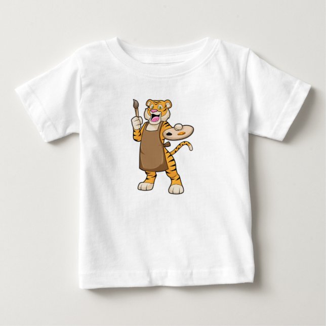Tiger in Malerei mit Pinsel und Pinsel Baby T-shirt (Vorderseite)