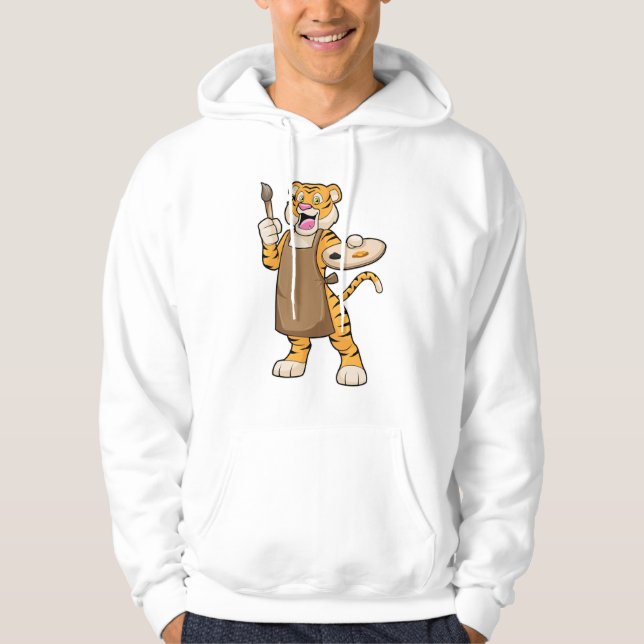 Tiger in Malerei mit Pinsel und Pinsel Hoodie (Vorderseite)