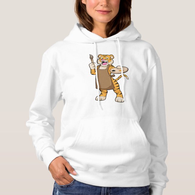 Tiger in Malerei mit Pinsel und Pinsel Hoodie (Vorderseite)