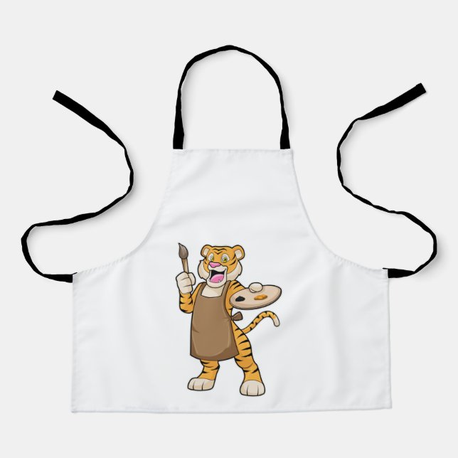 Tiger in Malerei mit Pinsel und Pinsel Schürze (Vorderseite)