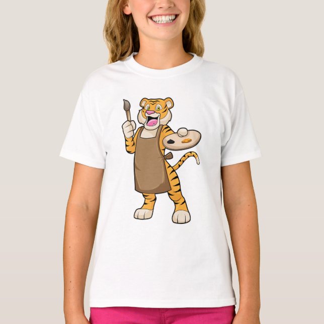 Tiger in Malerei mit Pinsel und Pinsel T-Shirt (Vorderseite)