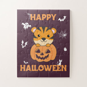 Tiger in Pumpkin Sweet Tiger Happy Halloween Jigsa