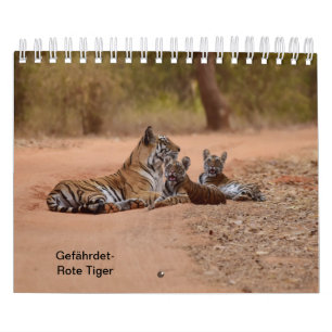Tiger in Rot als Kalender