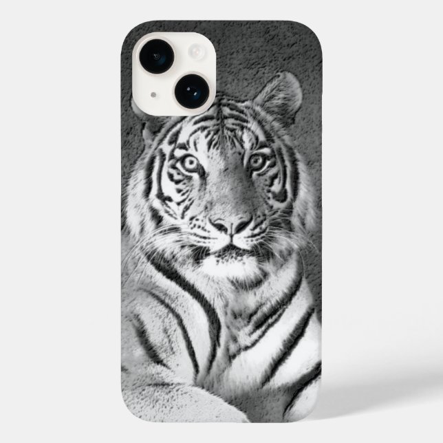 Tiger in Schwarz und Weiß Case-Mate iPhone 14 Hülle (Rückseite)