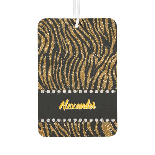 Tiger inspiriert glitzernde Tierdruckvorschau Autolufterfrischer (Rückseite)