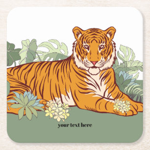 Tiger-Junge-Party, Tierdschungel Rechteckiger Pappuntersetzer