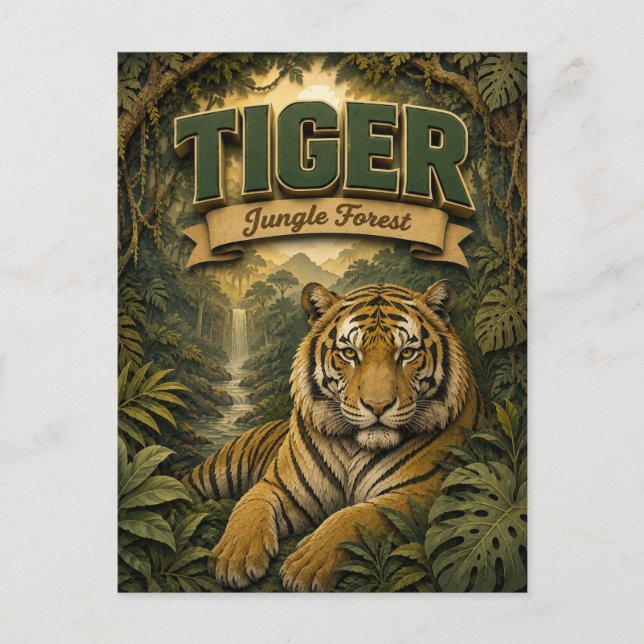 Tiger Jungle Forest POPCUT Postkarte (Vorderseite)
