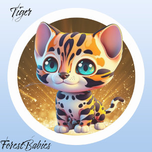 Tiger 🐯 Jungle Safari Animal Cartoon Graphic Runder Aufkleber