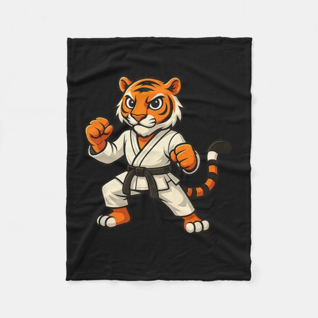 Tiger Karate Funny Black Belt Boys Mädchen Kinder Fleecedecke (Vorderseite)