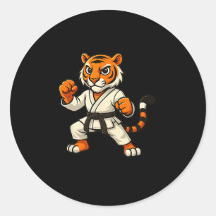 Tiger Karate Funny Black Belt Boys Mädchen Kinder Runder Aufkleber