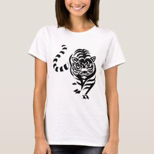 Tiger Katze Big Schwarz-weiß Stripes Prowl Walk T-Shirt