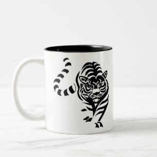 Tiger Katze Big Schwarz-weiß Stripes Prowl Walk Zweifarbige Tasse