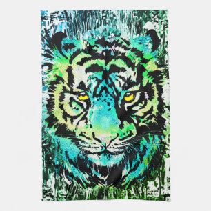 Tiger Kitetücher - farbenfrohe Tigeraugen Geschirrtuch