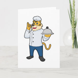 Tiger-Koch-Chef hat Tablett Karte