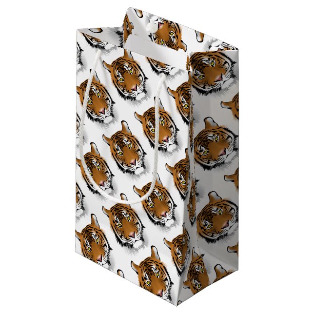 Tiger-Kopf-Druck-Entwurf Kleine Geschenktüte (Vorderseite Schrägansicht)
