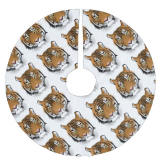 Tiger-Kopf-Druck-Entwurf Polyester Weihnachtsbaumdecke
