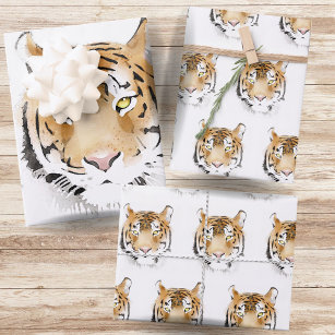 Tiger-Kopf-Tier Geschenkpapier Set