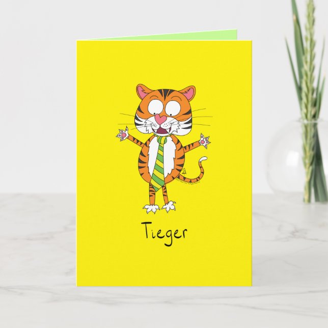 Tiger Krawatte Niedlich Funny Karte (Vorderseite)