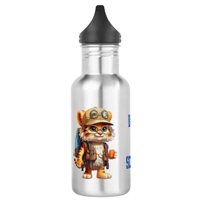 Tiger-Kugel mit Rucksack und Trinken Edelstahlflasche (Links)