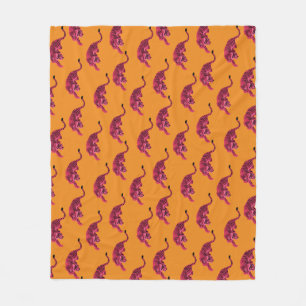 Tiger - Lebendiges Pink Fleecedecke