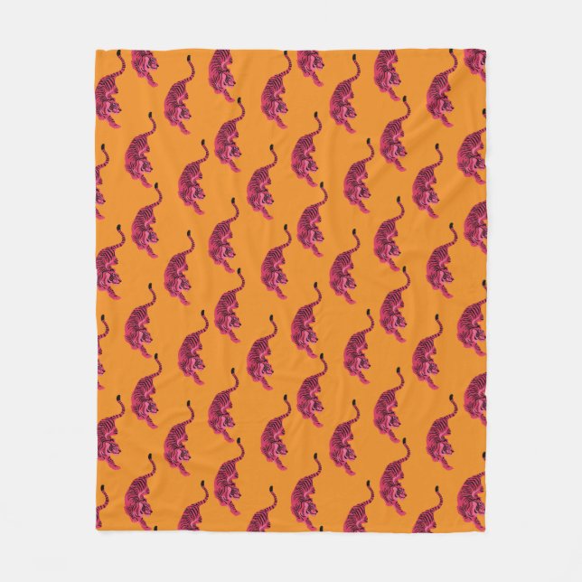 Tiger - Lebendiges Pink Fleecedecke (Vorderseite)