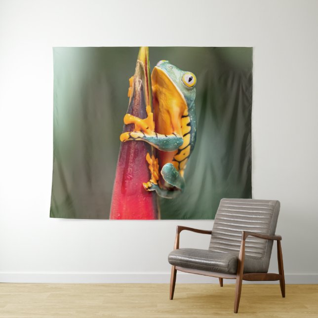 Tiger-Legende-Affenbaum-Frosch-grüne Orange Wandteppich (Beispiel (Horizontal))