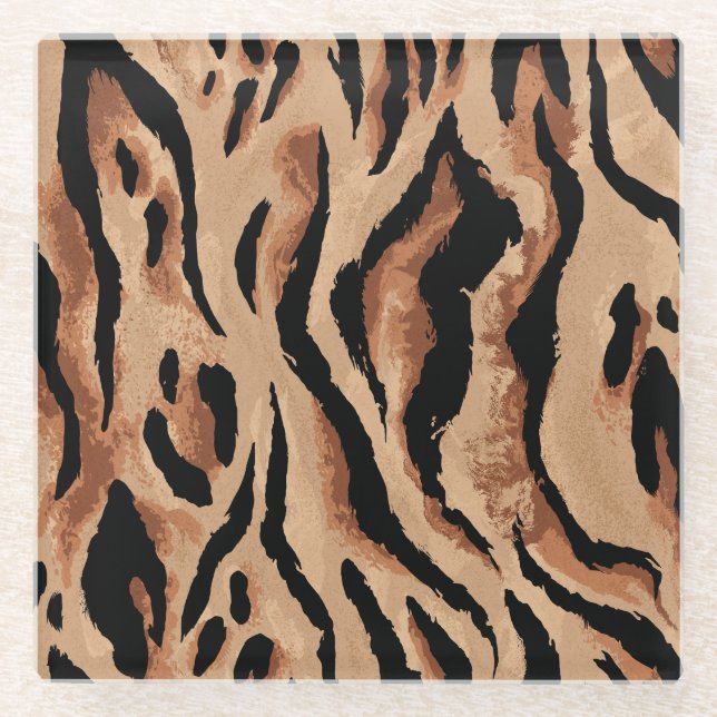 Tiger Leopard: Tierhaut nahtlos Glasuntersetzer (Vorderseite)