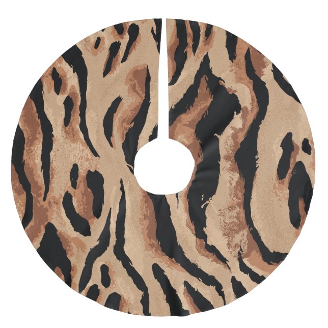 Tiger Leopard: Tierhaut nahtlos Polyester Weihnachtsbaumdecke (Vorderseite)