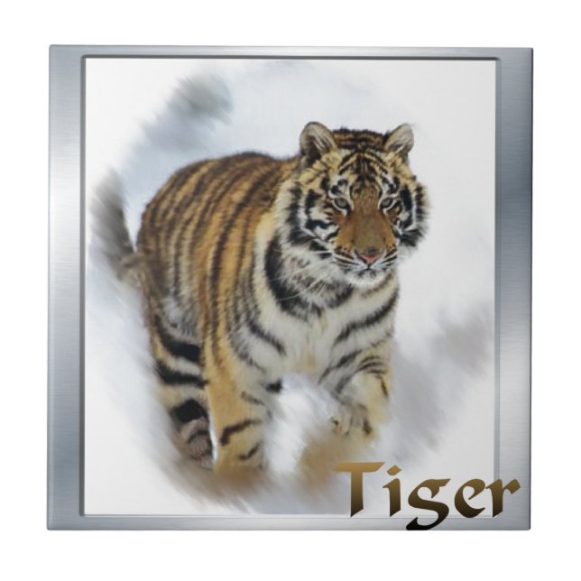 Tiger Liebhaber Kunst Fliese (Vorderseite)