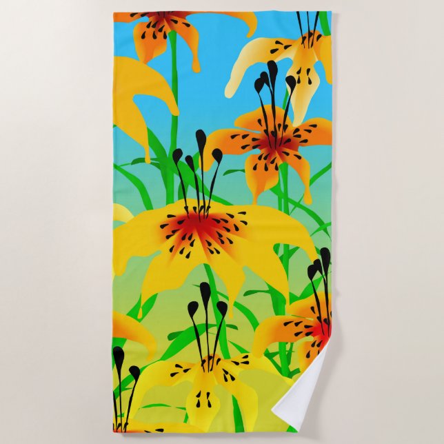 Tiger Lilies Beach Handtuch (Vorderseite)