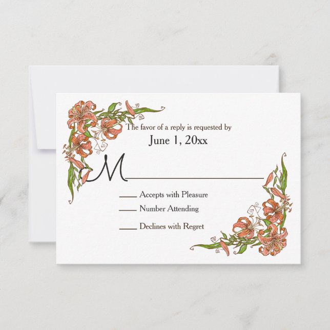 Tiger Lilies Mariage RSVP (Devant)